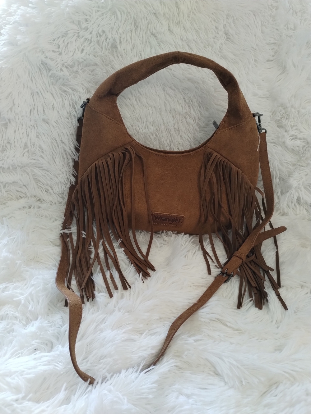 Wrangler Tan Suede Fringe Shoulder Bag